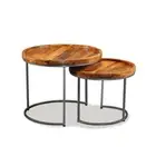 Side Table Set 2 Pieces Solid Mango Wood