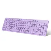Purple Wireless Keyboard, 2.4GHz Full-Sized Ergonomic Computer Keyboard, Cord...