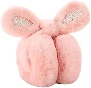 [ANDRESLAD] Rabbit Ear Muffs Ear Muffs for Snow Rabbit Ear Warmer Ear Earmuff Headband White Bunny Headband for Christmas Goodies for Winter Cartoon Earmuff Plush Pink
