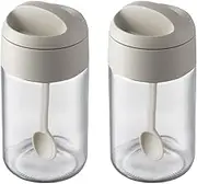 Sugar and Salt Container Set,Glass Spice Jars with Spoon,8.5 oz Sugar Bowl,for Kitchen Counter Keeping Sugar,Salts,Spice,Sauce