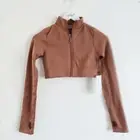 NWT ANWND Active Zip Up Crop Top Mauve M/L Long Sleeve