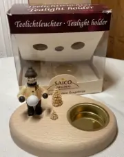 Saico Original Tealight Holder GERMANY BOY WITH SNOWBALL NIB