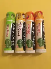 4 Tropical Paradise ChapStick Lip Balms ~ Key Lime, Aloha Coconut, Mango Sunrise