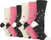 Gentle Grip - 6 Pairs Non Elastic Soft Top Cotton Socks for Women
