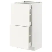 METOD / MAXIMERA base cab with 2 fronts/3 drawers, white/Vallstena white, 40x37x80 cm