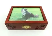Small Picture Frame Pet Cremation Urn Paw Prints Hearts Memorial Ashes Wood Box
