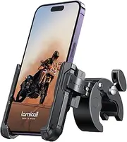Lamicall Motorcycle Phone Mount Holder - [Camera Friendly] [1s Lock] 2025 Bike Phone Holder Handlebar Clamp, Bicycle Scooter Smartphone Clip, for iPhone 16 15 14 Pro Max, 13 12 Mini, 2.4~3.54" Wide