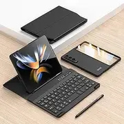 Keyboard Case for Samsung Galaxy Z Fold 4, Magnetic Detachable Wireless Keyboard with S Pen Holder [Keyboard + Case + Capacitive Pen],Black