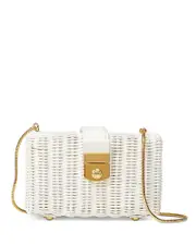 Veronica Beard Lock Box Wicker Clutch Bag