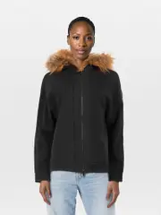 Black Fur Collar Hood Jacket