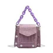 Fashion Alligator PU Leather Women Mini Shoulder Bag Female Acrylic Chain Solid Color Small Purse Handbag Beads Decor Pouch