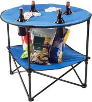 Round Folding Table - 28" Portable Picnic Beach Table With Carry Bag