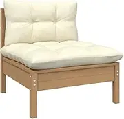 Garden Middle Sofa with Cushions Honey Brown Solid Pinewood