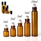 Refillable Empty Essential Oil Bottle Container Amber Perfume Roller Ball