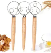 3PCS Danish Dough Whisks, Kalolary Premium Mixing Whisk Tools for Kitchen B29