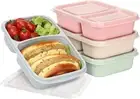 4 Pack Bento Lunch Box for Kids Adults, 2 Compartments Lunch Containers, Reusabl