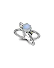 Samuel B. 18K & Silver 1.30 ct. tw. Rainbow Moonstone X Ring
