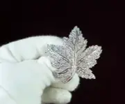 Queen Elizabeth II Canadian Maple Leaf Brooch Encrusted With Simulated Diamond