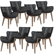Stud Set of 8 Rope Outdoor Dining Chair with Solid Eucalyptus Timber Wood Frame