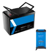 12V 100Ah Lithium Battery LiFePO4 Victron Blue Smart Charger 12V 30A