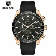 BENYAR Luxury Men's Watch Date Pilot Quartz Wristwatch Military Rubber Band Gift