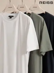 Reiss White/Navy/Dark Sage Green Bless T-Shirts 3 Pack (H49039) | $155