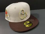 EXCLUSIVE BALTIMORE ORIOLES FITTED HAT WALNUT STONE PINK UV 30 PATCH CLUB 7 1/2