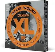 [D'Addario] Guitar Strings - XL Nickel Electric Guitar Strings - EXL110-3D - Perfect Intonation, Consistent Feel, Reliable Durability - For 6 String Guitars - 10-46 Regular Light, 3-Pack