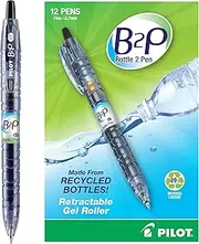 PILOT B2P - Bottle to Pen Refillable & Retractable Rolling Ball Gel Pen Made From Recycled Bottles, Fine Point, Black G2 Ink, 12-Pack (31600)