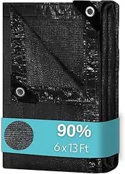 BeGrit 90% 6x13ft Shade Cloth with Grommets Garden Sun Mesh Sunblock UV Resistant Net for Garden Cover Flowers,Patio Plants,Chicken Coop,Greenhouse(Black)