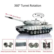 Henglong Leopard2A6 RTR RC Tank IR 7.0 1/16 Snow 3889 360° Turret Barrel Recoil