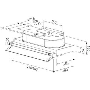 JTL 喜特麗 隱藏式排油煙機 JT-1833 （M）795x380x180（L）895x380x180