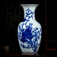 在飛比找樂天市場購物網優惠-景德鎮陶瓷器釉下彩手繪青花瓷瓶壽桃花瓶大口中式客廳裝飾品擺件