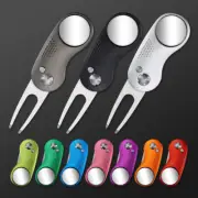 Golf Golfer Pitch Green Divot Repair Switchblade Tool Ball Marker Groove Cleaner