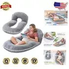 Versatile Grey Pregnancy Pillow - Detachable and Foldable Comfort Solution