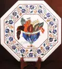 White Marble Coffee Table , Lapis Lazuli Stone Side Table , Lawn Corner Table