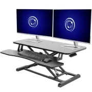 VIVO Black Height Adjustable 36" Standing Desk Monitor Riser, Sit Stand Tabletop