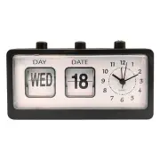 Classical Retro Manual Analog Flipped Calendar Desk Alarm Clock for Living Room