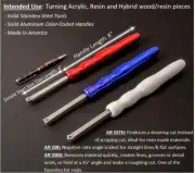 Acrylic/Resin Set of 3 Carbide Turning Tools with Color Coded Handles - Simple S