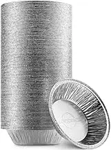 MontoPack Disposable 5" Aluminum Foil Pie/Tart Pans (100 Pack) | 5 Inch Round Cake Pan for Baking Personal Mini Pies, Homemade Cakes & Quiche | Oven Safe Foil Tins Easily Stack & Store Freeze & Reheat