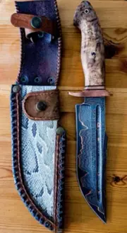 Handmade Copper Damascus Stell Bowie Knife A Masterpiece Of CuMai Damascus Bowie