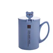 2PC Mug Cartoon Cute Coffee Cereal Breakfast Water Cup With Lid With Spoon Taza de aislamiento t��rmico Copa Mark