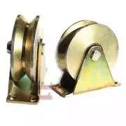 2 Pack 3" inch Sliding Gate Roller Steel V Type Wheel Track Rail Pull w/ Bracket