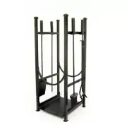 Style Selections Log Rack with Fireplace Tool Set, Steel Firewood Rack Black