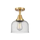 Innovations Large Bell 1 Light 8" Flush, LED, SG/Seeded - 447-1C-SG-G74-LED