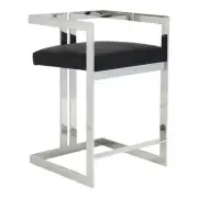 Pangea Home Kenzie 23.6" Stainless Steel Counter Stool in Black/Silver