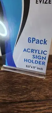 Acrylic Sign Holder 8.5 x 11, 6 Pack Sign Holder Clear Vertical Menu