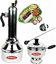 Panca Stainless Steel Puttu Maker with Cooker, puttu kudam Steel, Puttu Vessel, Chiratta Puttu Kudam,Puttu Maker Pressure Cooker, Puttu Maker Steel, Make in India, Silver (Pack of 1)
