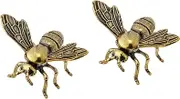 HANABASS 2 PCS Bumble Bee Decor Brass Decorative Objects Vintage Bee Figurine for Rustic Office Home Decor Wall Art