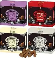 Soul Sticks Assorted Backflow Incense Cones for Meditation, Yoga and Aromatherapy | 40 Premium Backflow Cones | Fits All Backflow Incense Burners (Serenity)